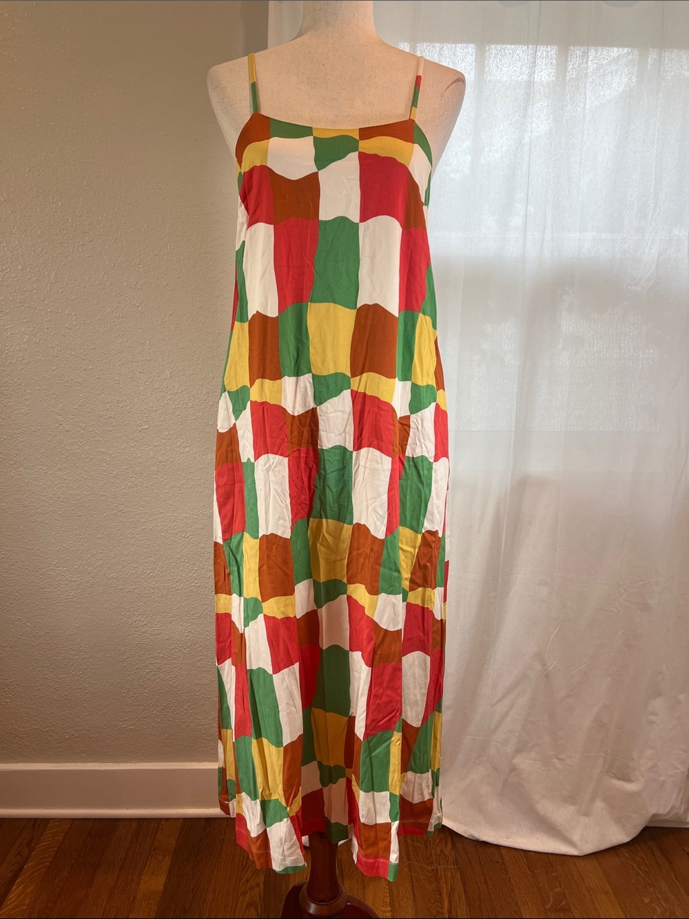 Sage the Label Multicolor Patchwork Strappy Maxi Dress. Size S. NWT